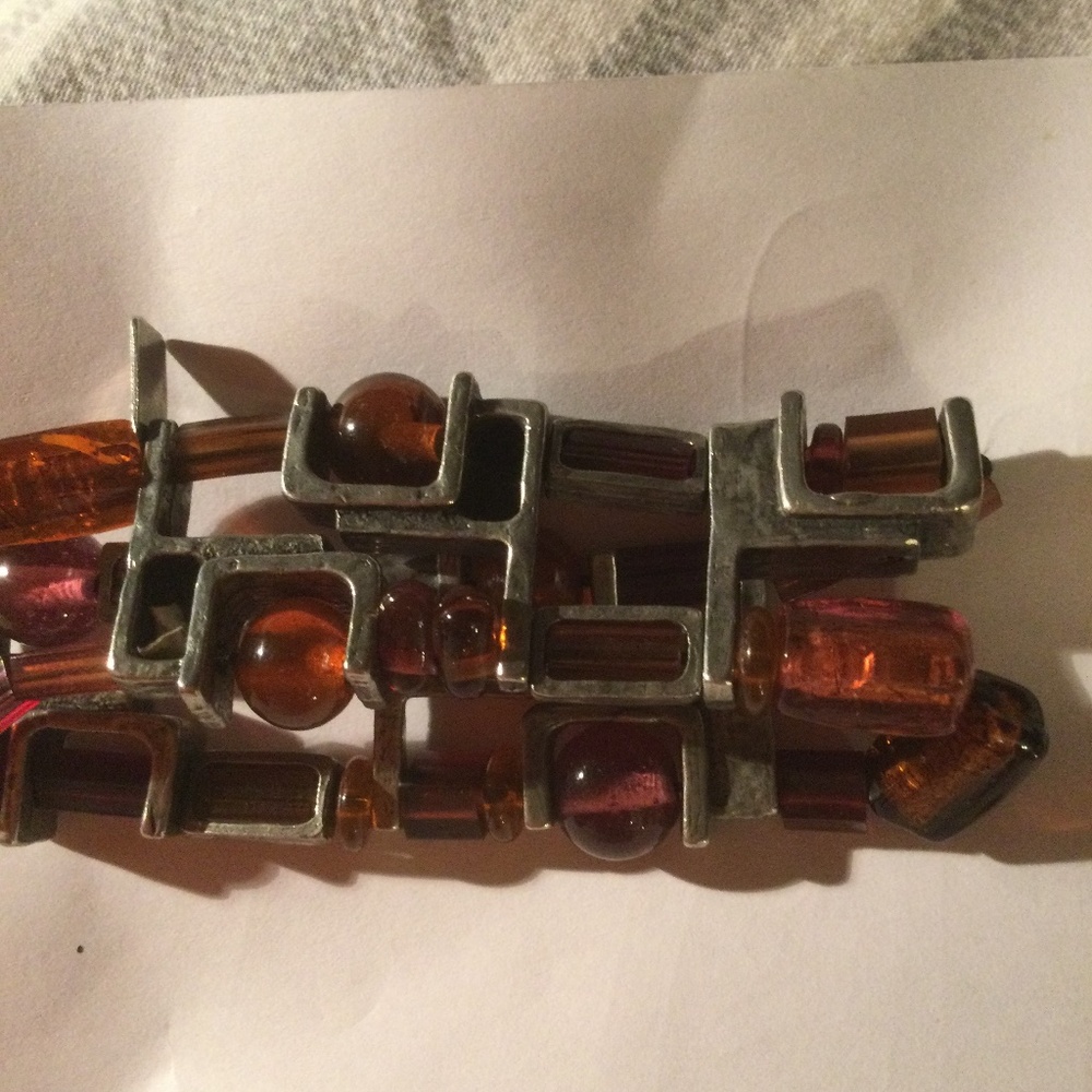 Anne-Marie Chagnon AMC Glass Bead & Pewter Bracelet